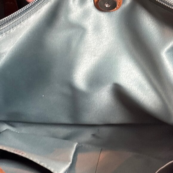 Coach Designer Leather Tote Bag In Cream & Brown With Zippered Pocket & Dual Han - Picture 11 of 13